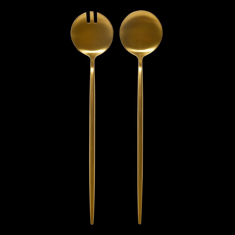 New Taja Collection Salad Servers Gold Tone Stainless Steel Salad Spoons